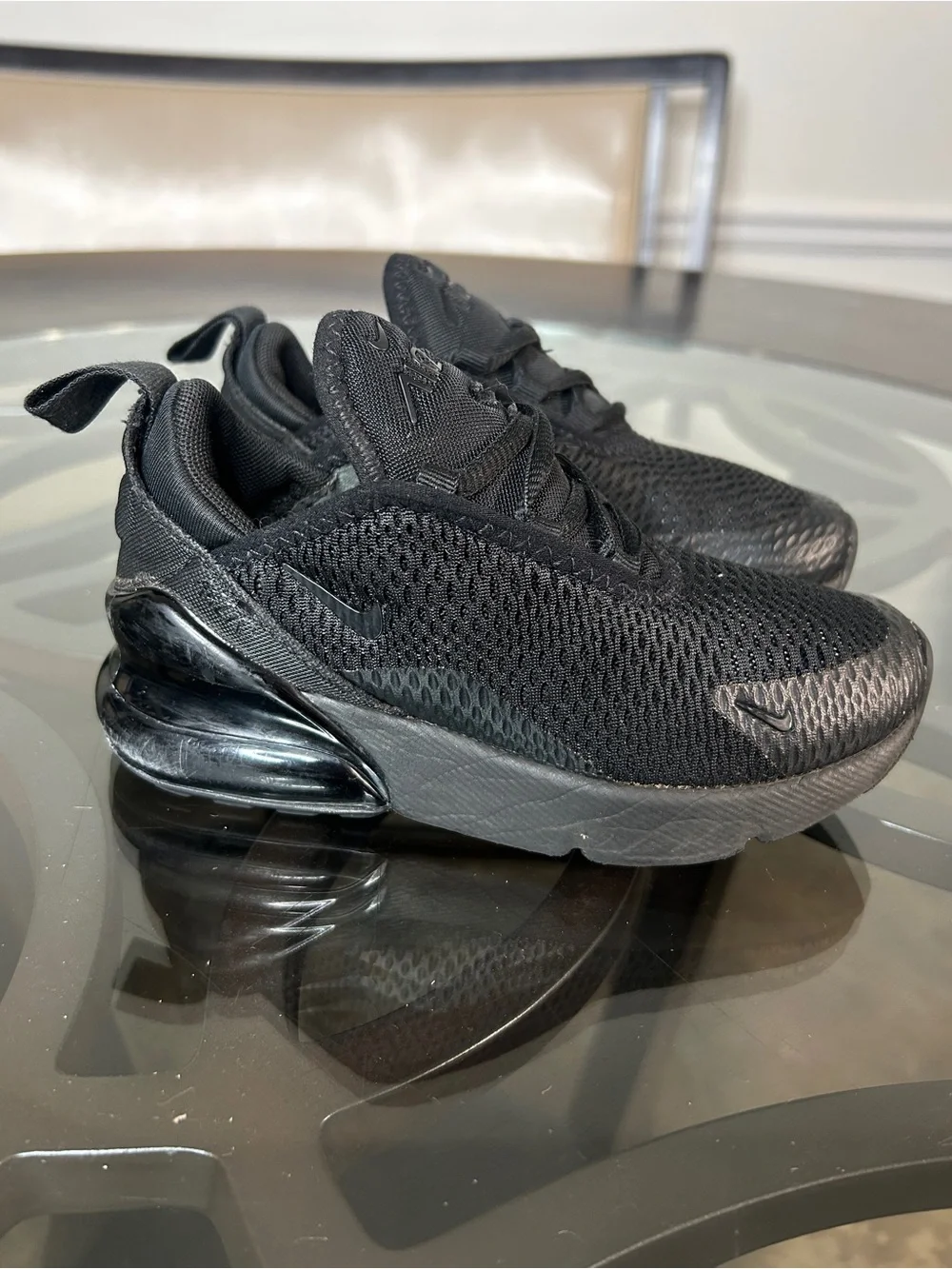 NIKE Air Max 270 Triple Black Kids Sneakers Size 11C running Shoes